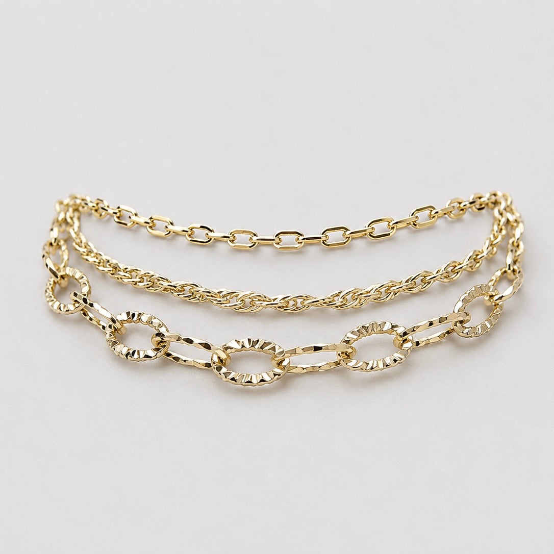 3 types chain ring 【 K10 yellow gold 】